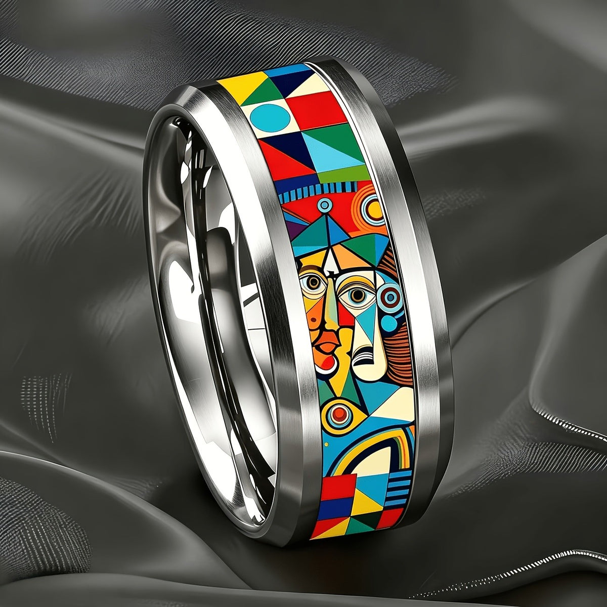 Colorful Abstract Face Ring
