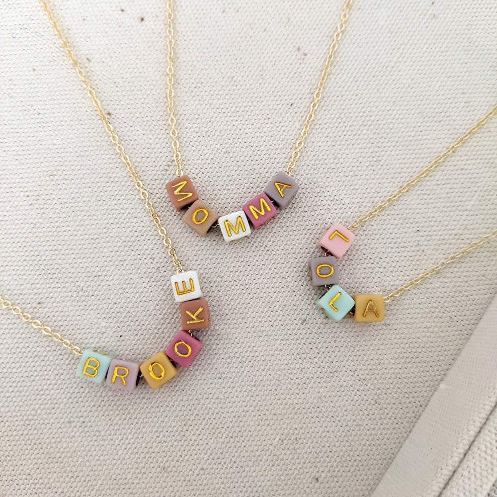 Colorful Acrylic Block Letter Necklace