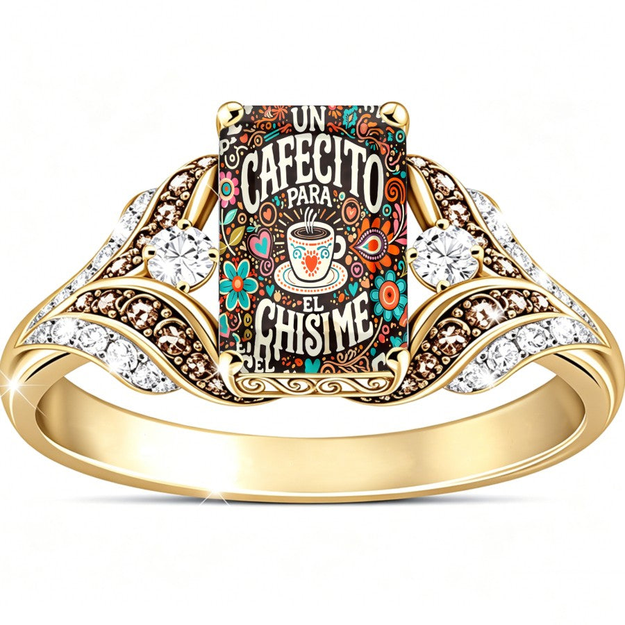 Colorful Coffee Gossip Square Ring