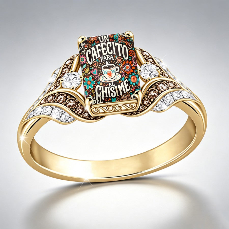 Colorful Coffee Gossip Square Ring