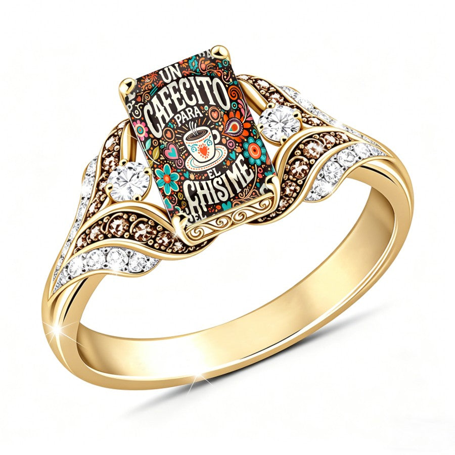 Colorful Coffee Gossip Square Ring
