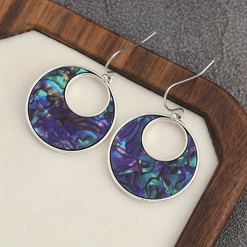 Purple Abalone Hoop Earrings
