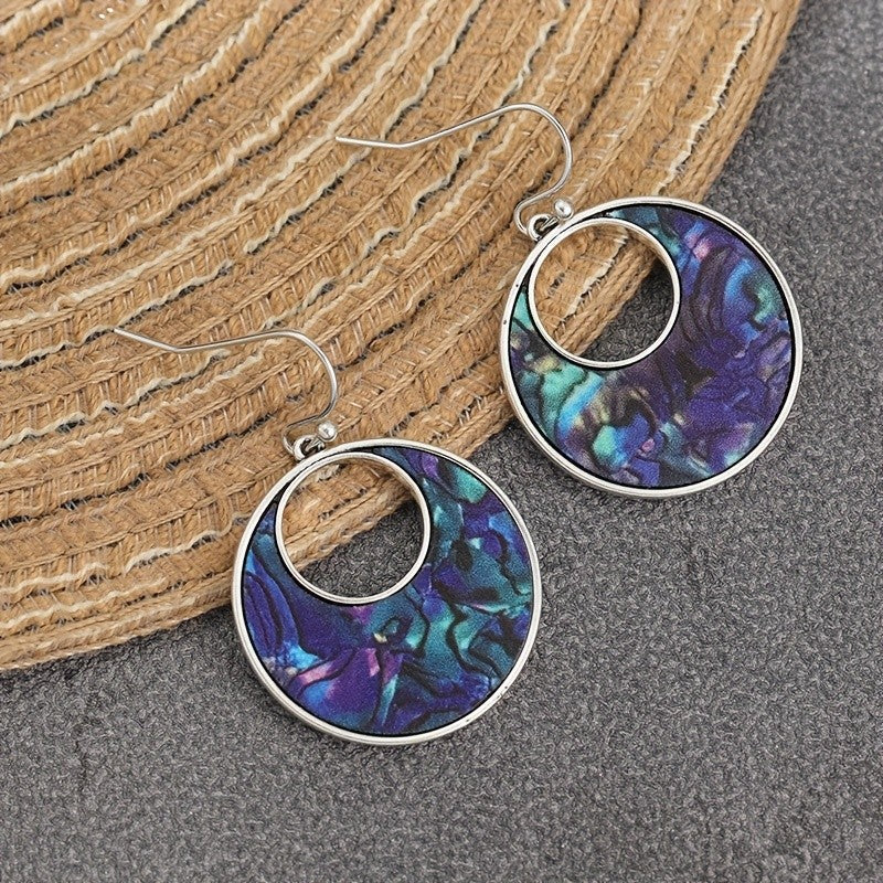 Purple Abalone Hoop Earrings