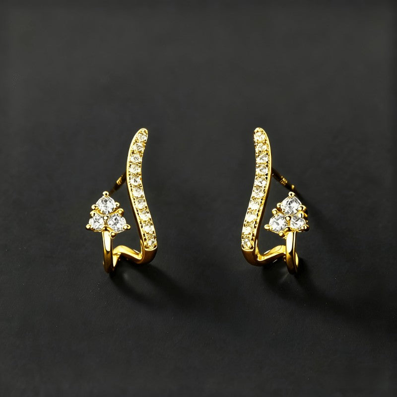 Curved Zircon Earrings