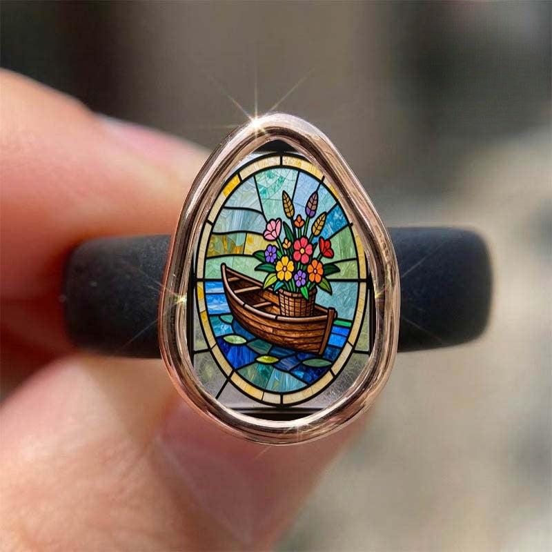 Stained Glass Boat Ring