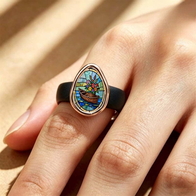 Stained Glass Boat Ring