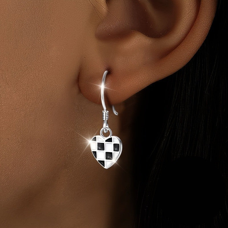 Checkerboard Heart Earrings