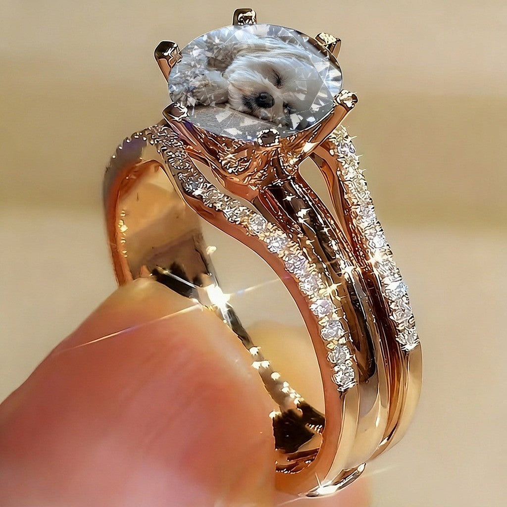 Sleeping Puppy Portrait Ring