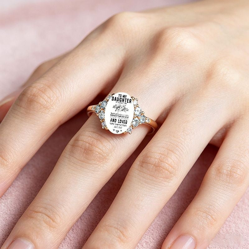 Blue Crystal Floral Message Ring