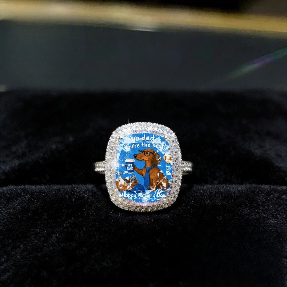 Dachshund Dad Square Ring