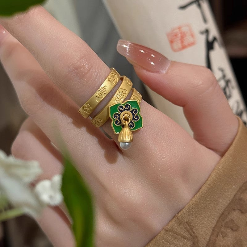 Clover Enamel Open Ring