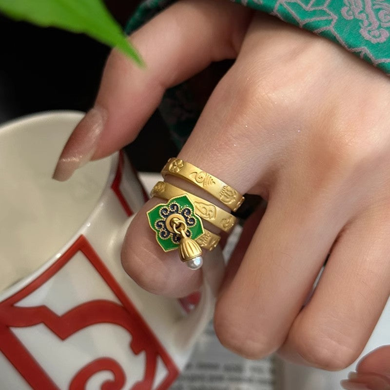 Clover Enamel Open Ring