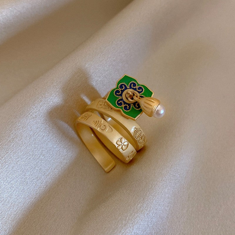 Clover Enamel Open Ring