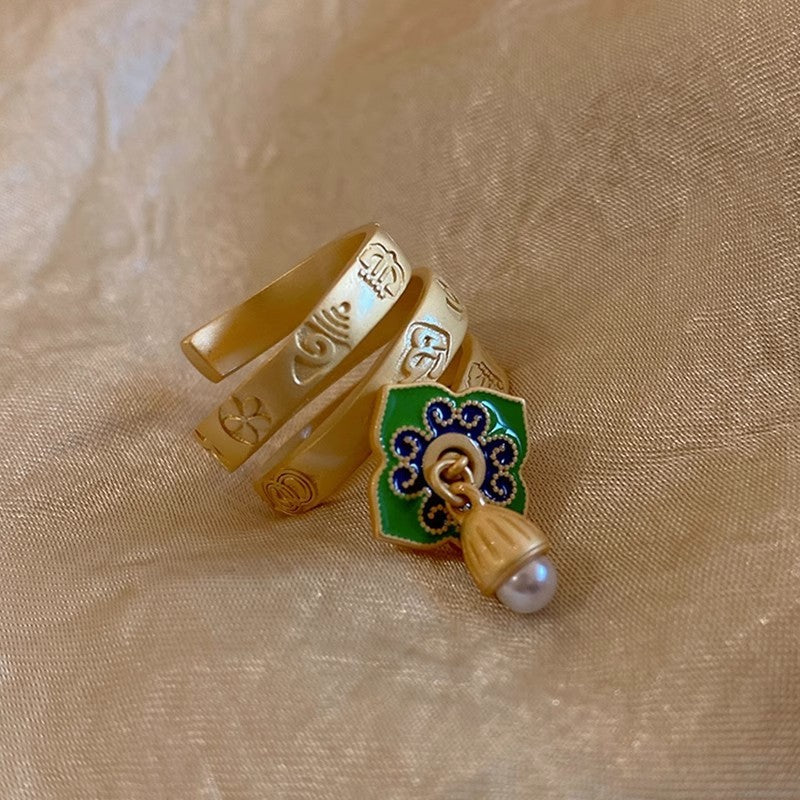 Clover Enamel Open Ring