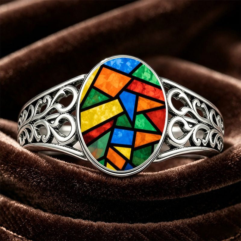 Colorful Geometric Filigree Ring