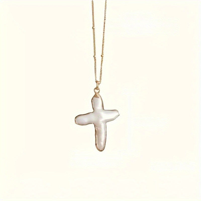 White Shell Cross Necklace