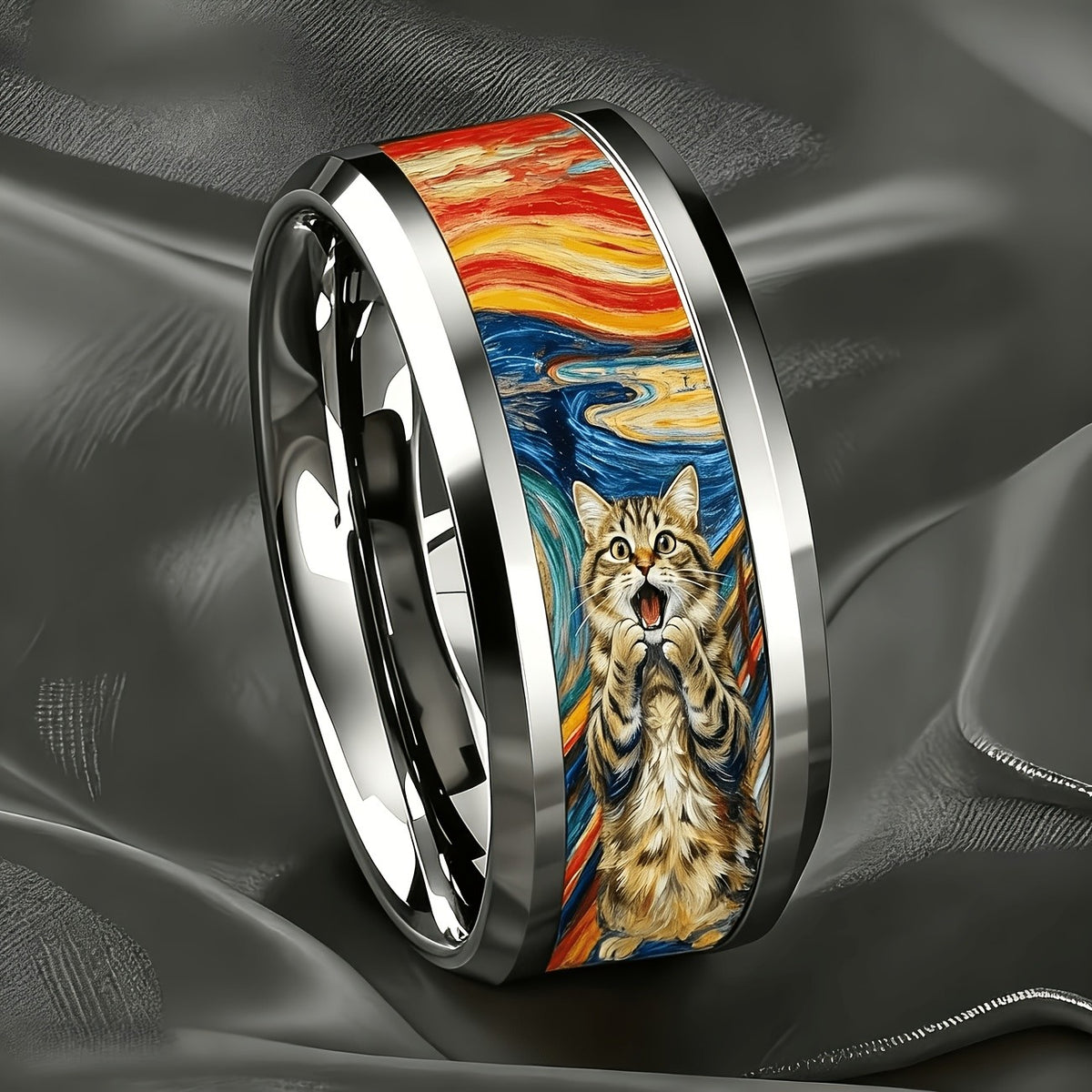 Oil Painting Cat Ring