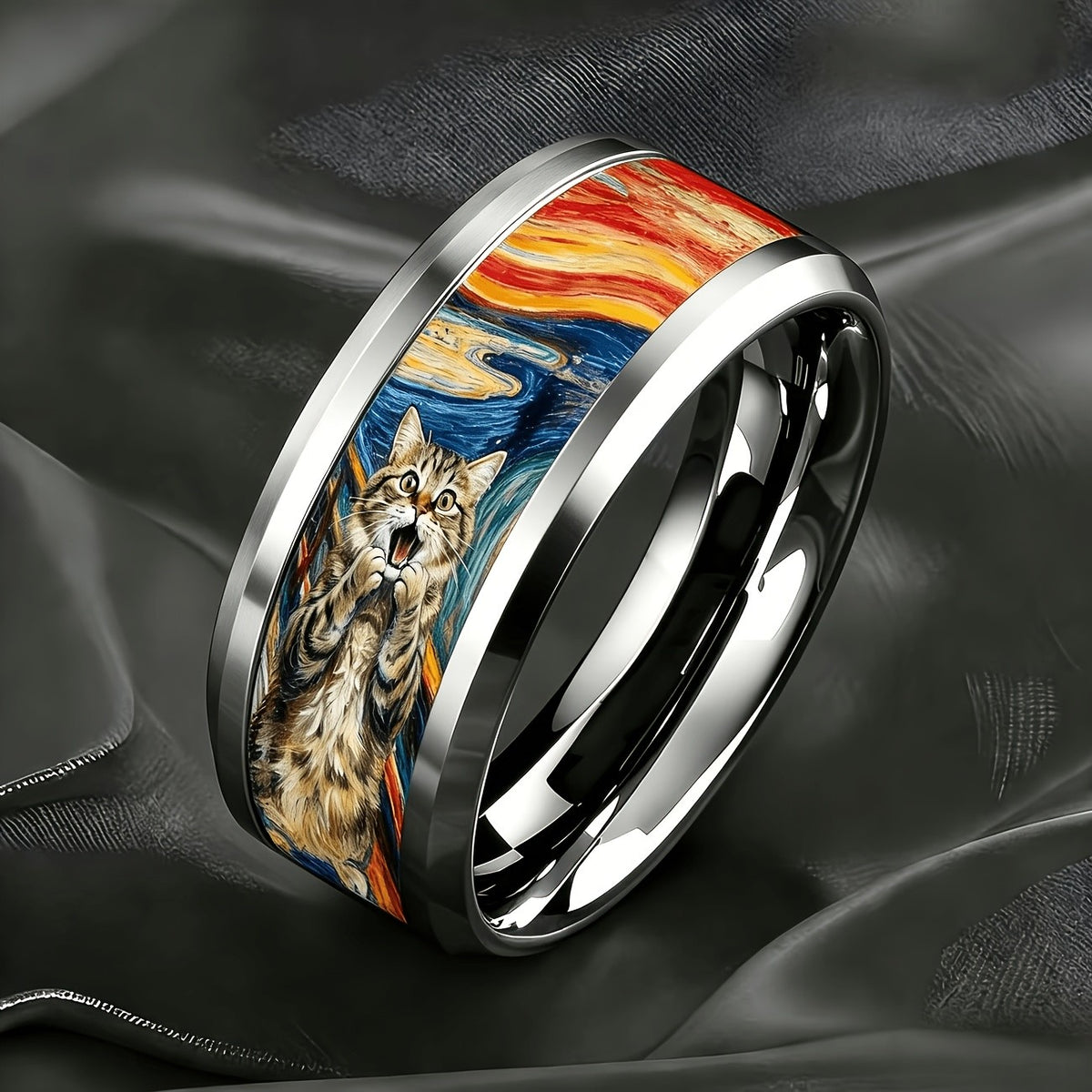 Oil Painting Cat Ring