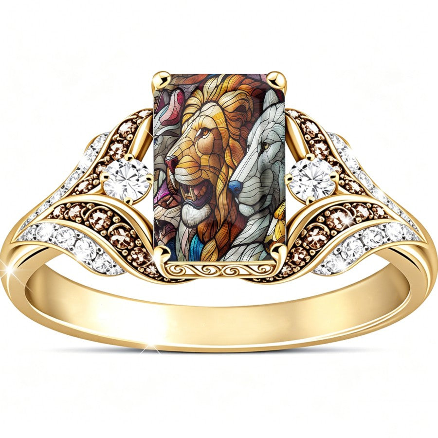 Lion & Wolf Square Ring