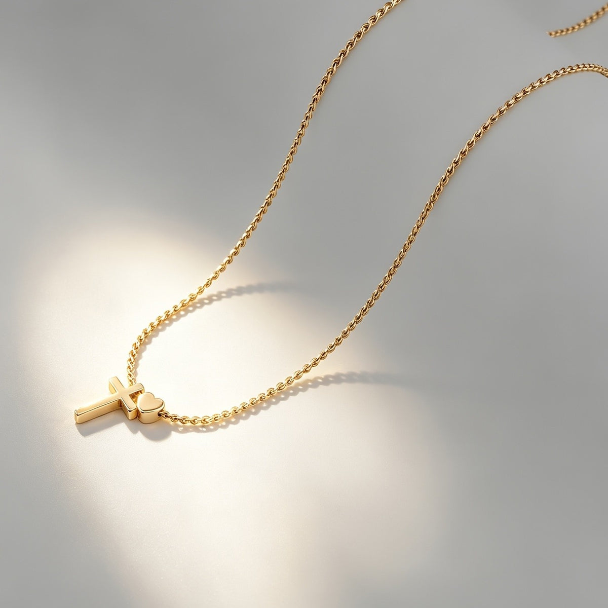 Cross & Heart Charm Necklace