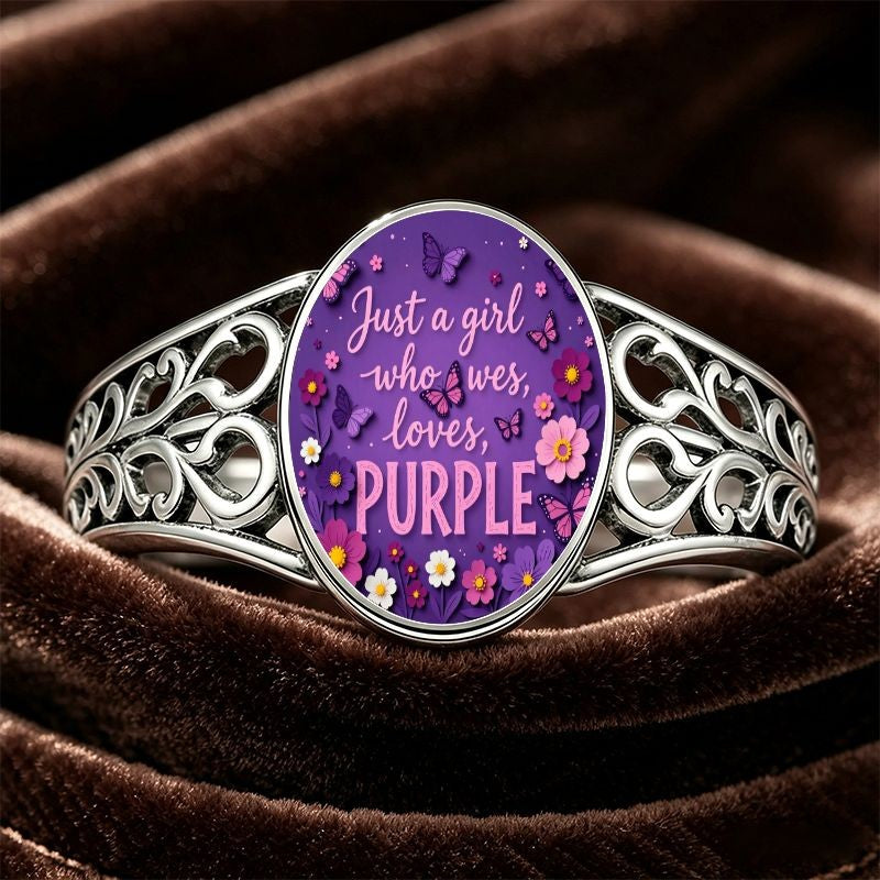 Purple Floral Butterfly Ring
