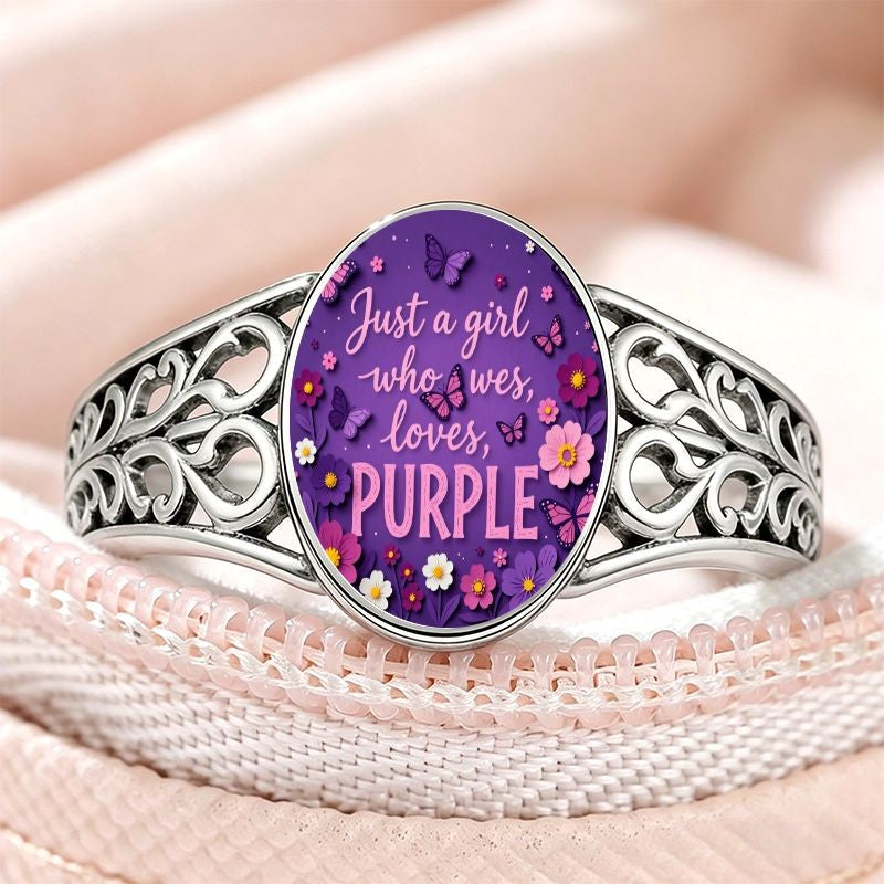 Purple Floral Butterfly Ring