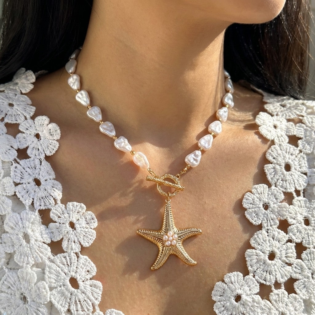 Baroque Pearl Starfish Necklace