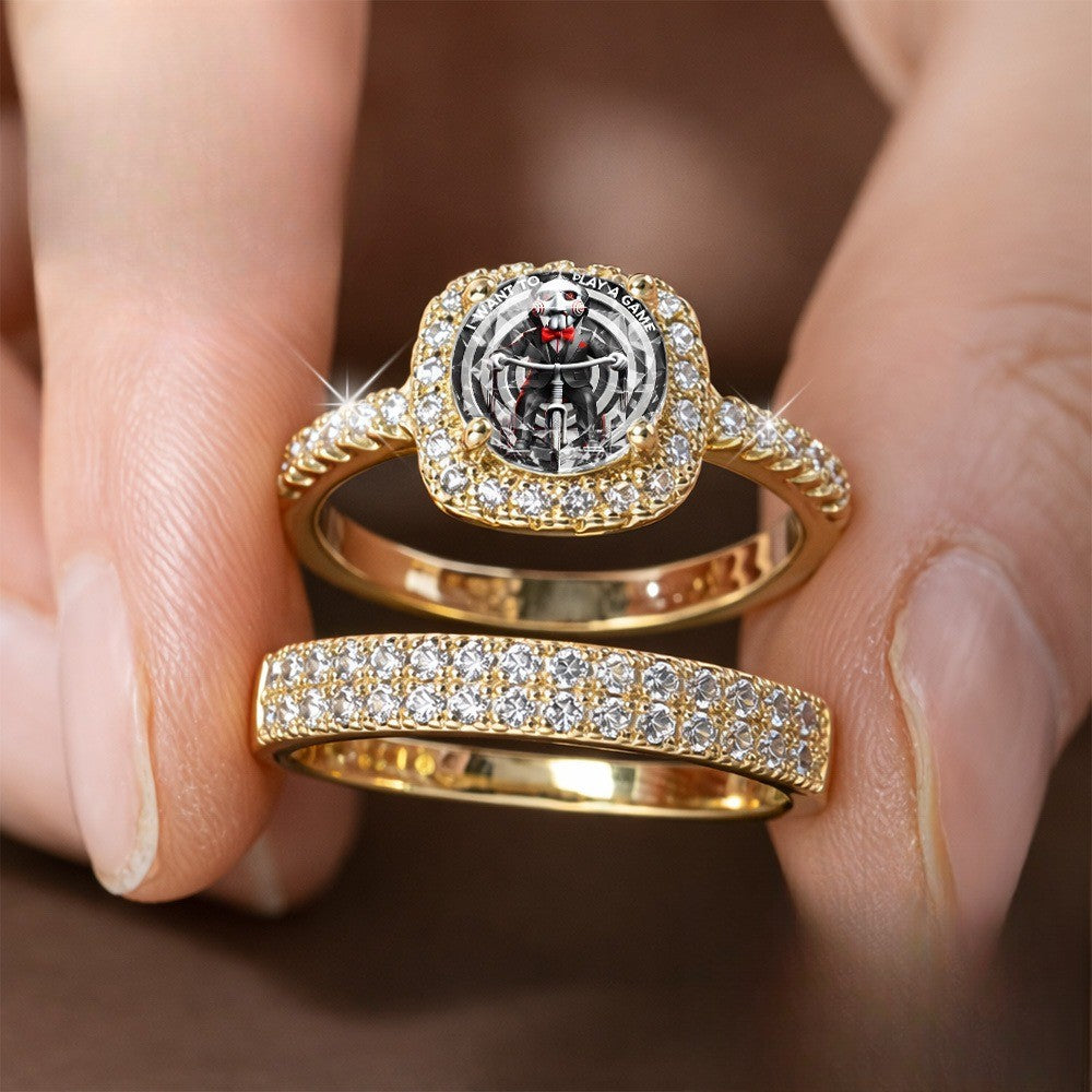 Crystal Square Bicycle Ring Set