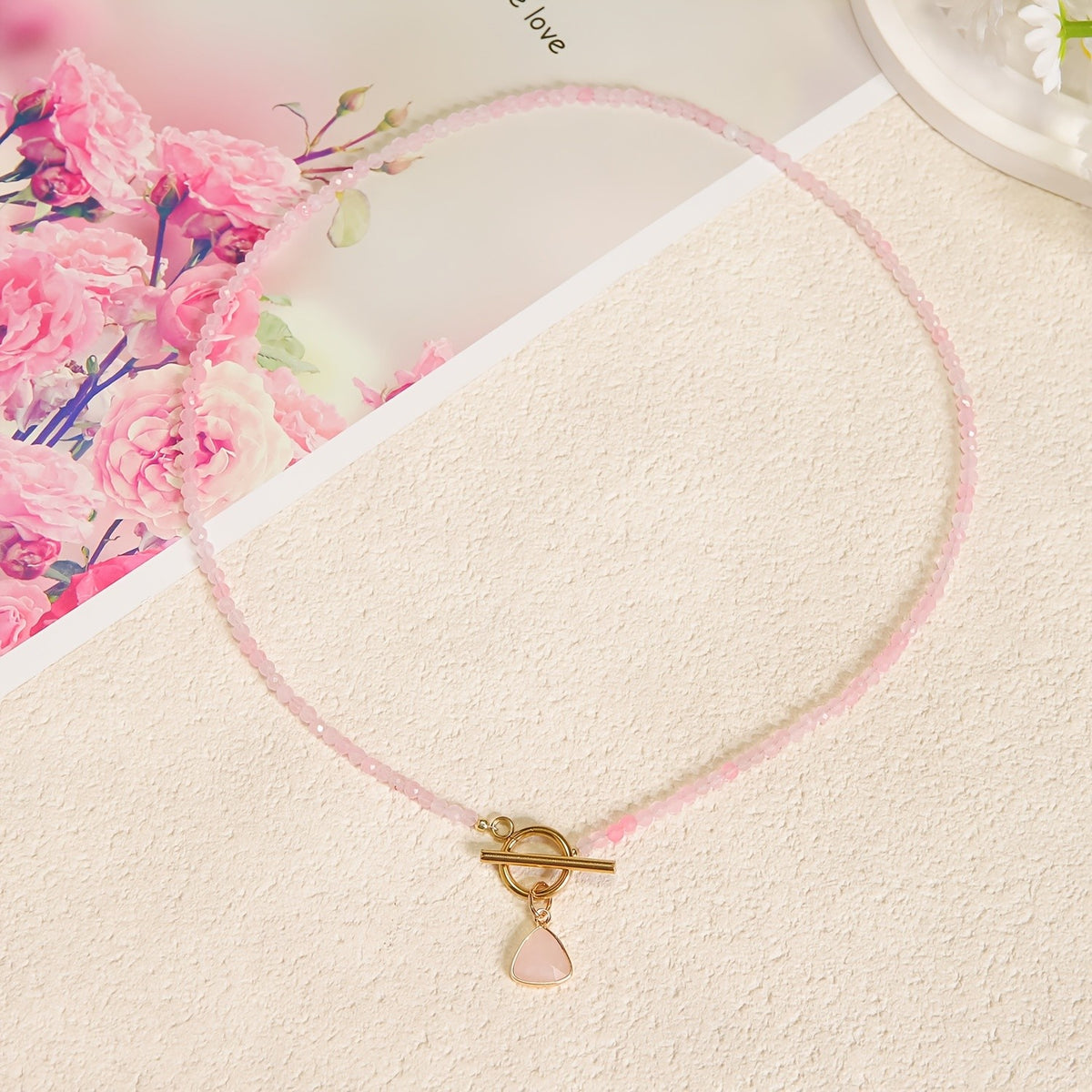 Faceted Stone Triangle Toggle Necklace