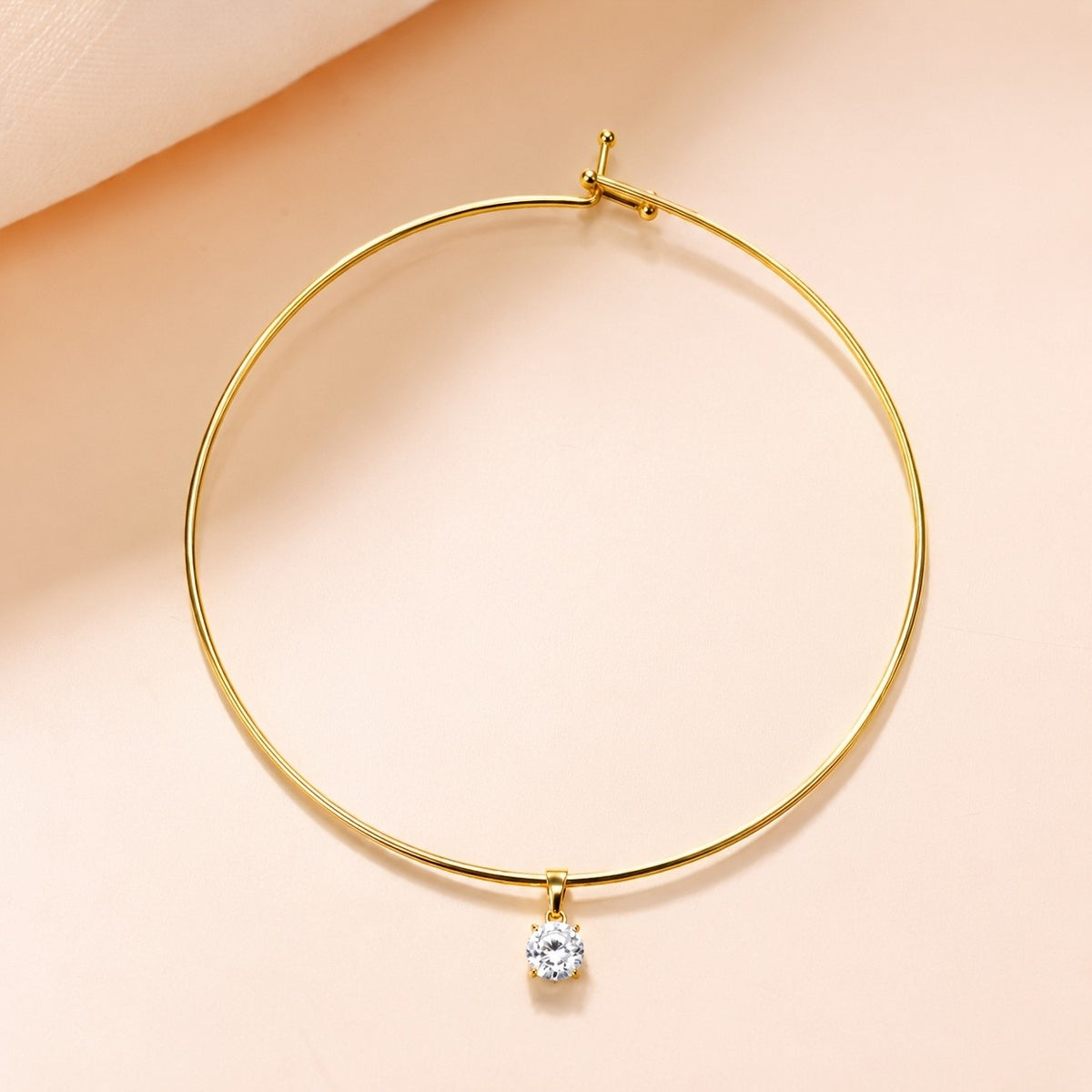 Round Crystal Drop Choker Necklace