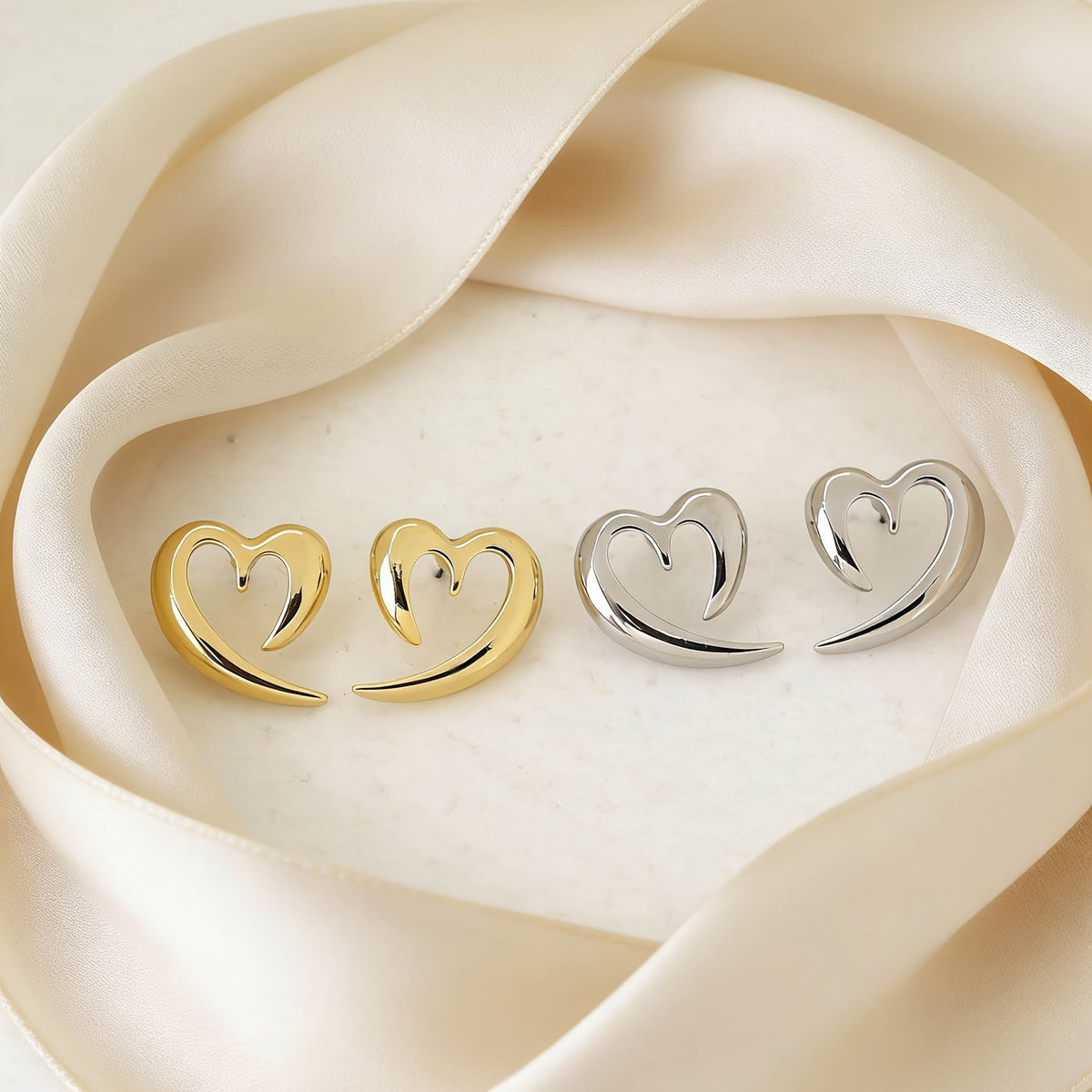 Sculpted Curve Heart Earrings