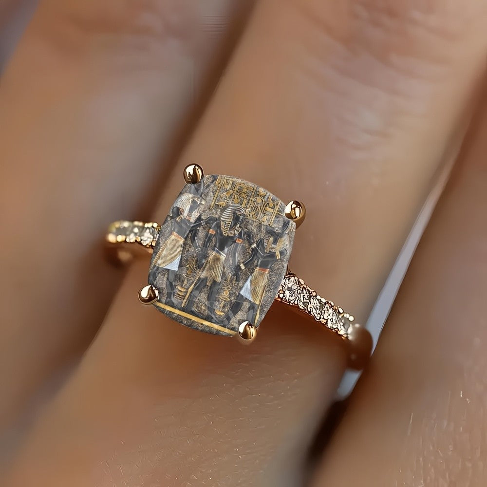 Egyptian Figures Square Ring