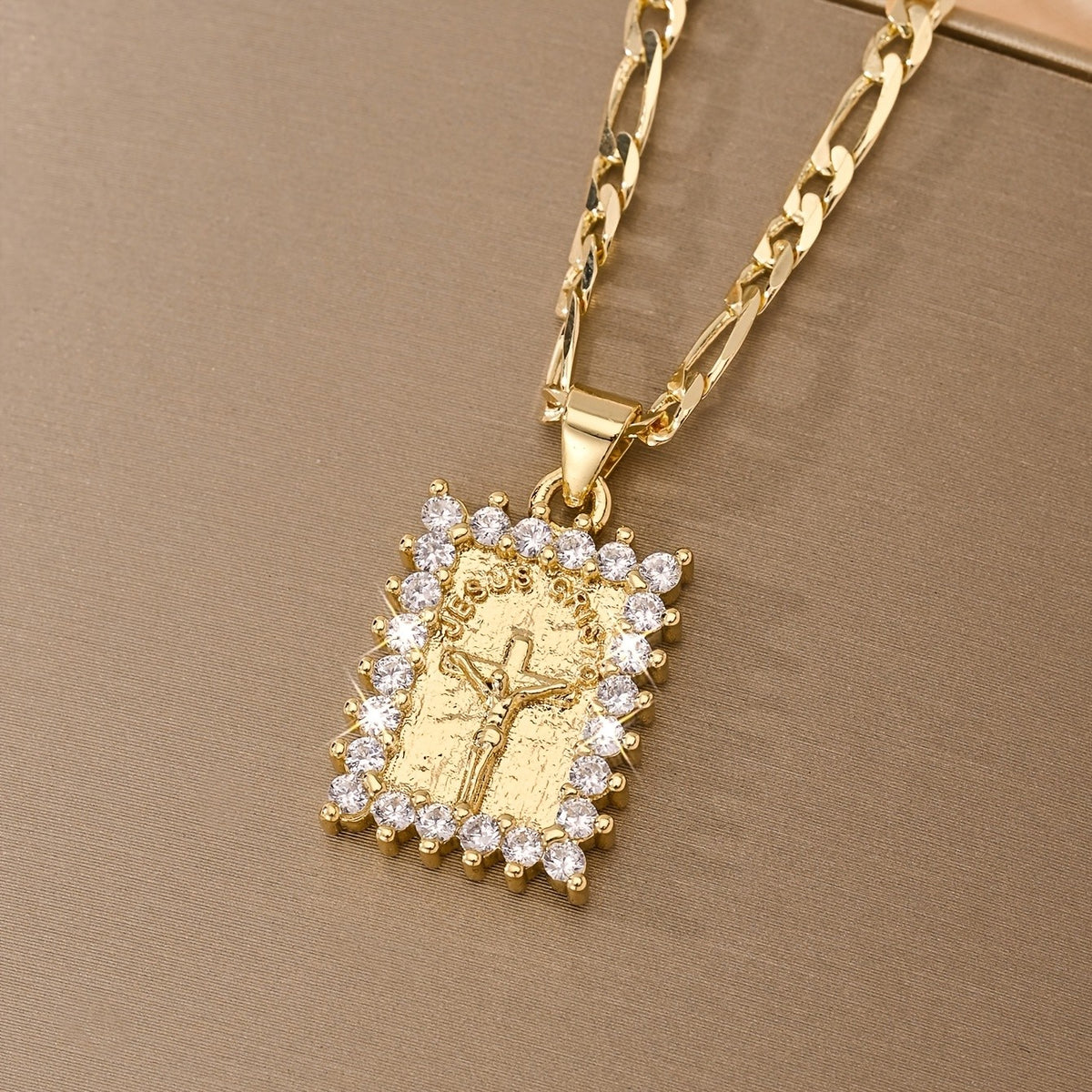 Crystal Halo Cross Pendant Necklace