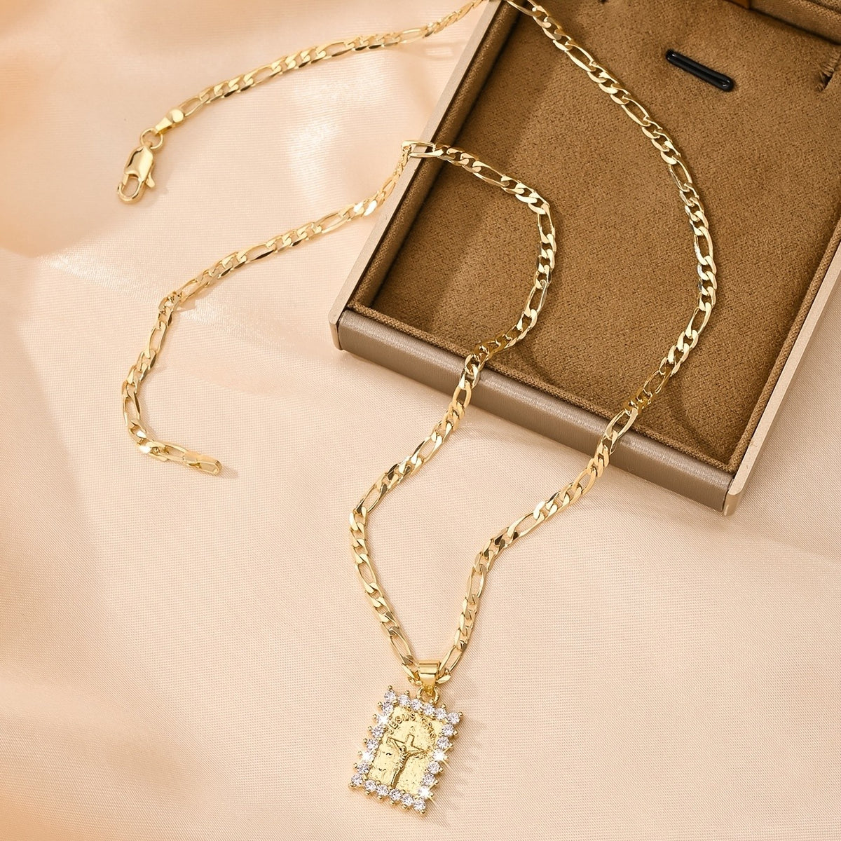 Crystal Halo Cross Pendant Necklace