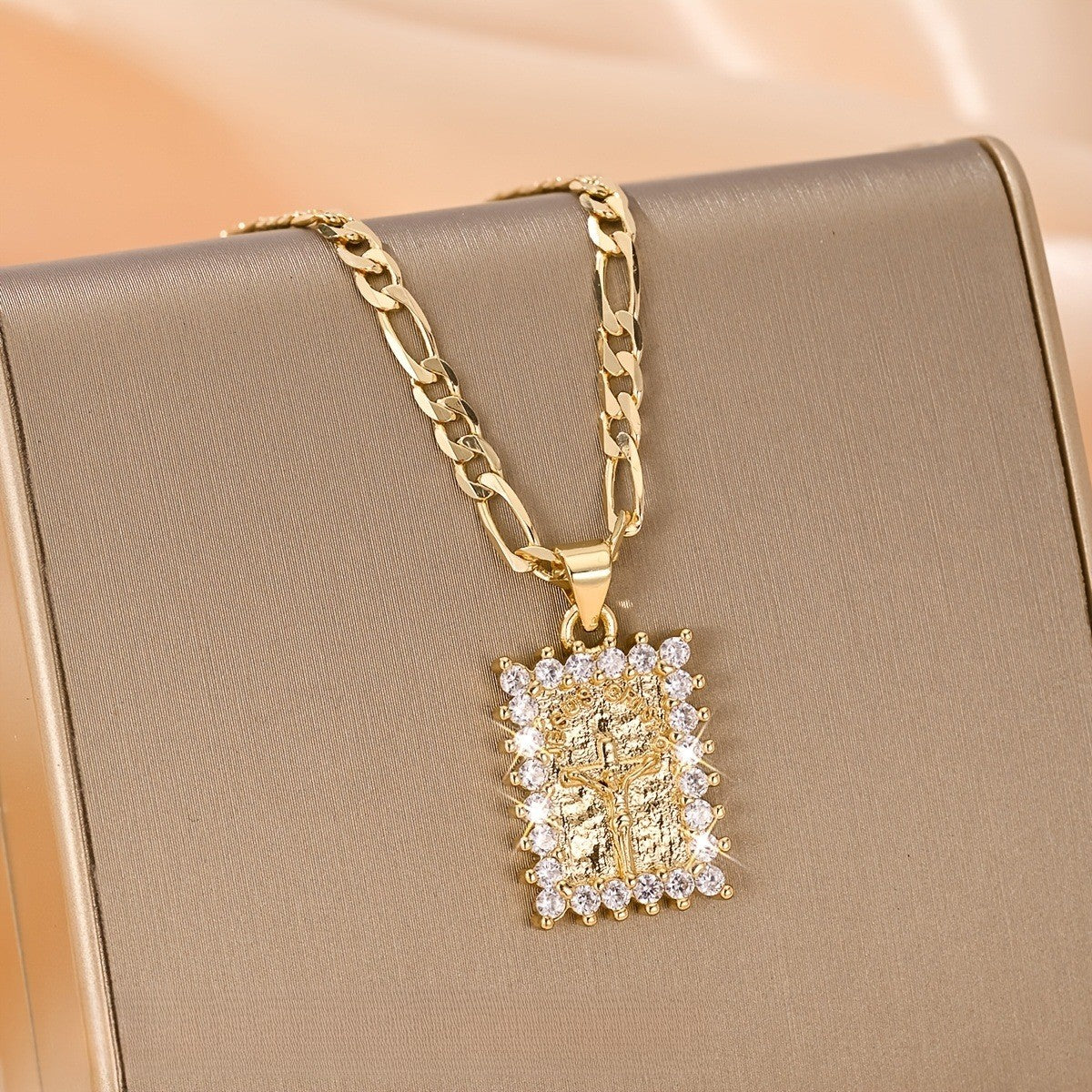 Crystal Halo Cross Pendant Necklace