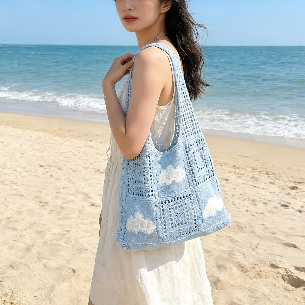 Blue Cloud Mesh Tote