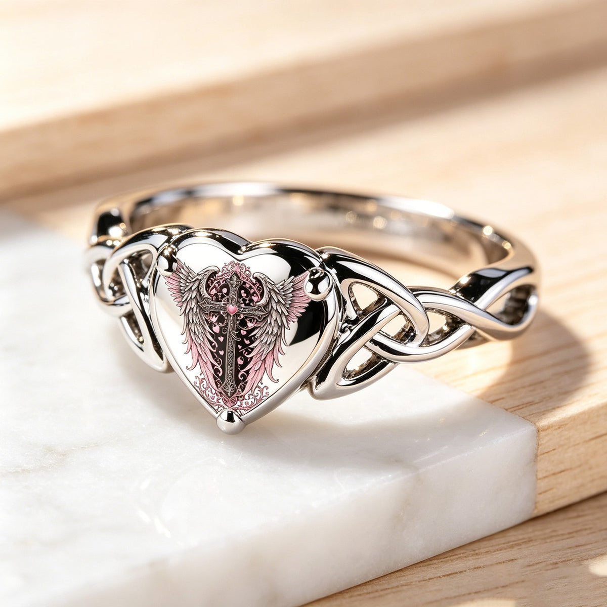 Celtic Knot Angel Heart Ring