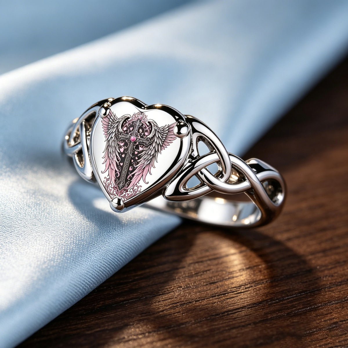 Celtic Knot Angel Heart Ring