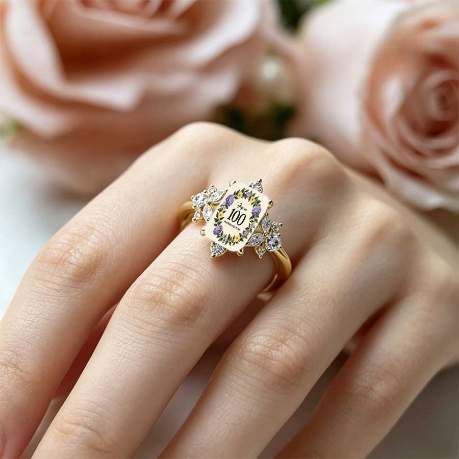 Floral Wreath 100th Celebration Ring