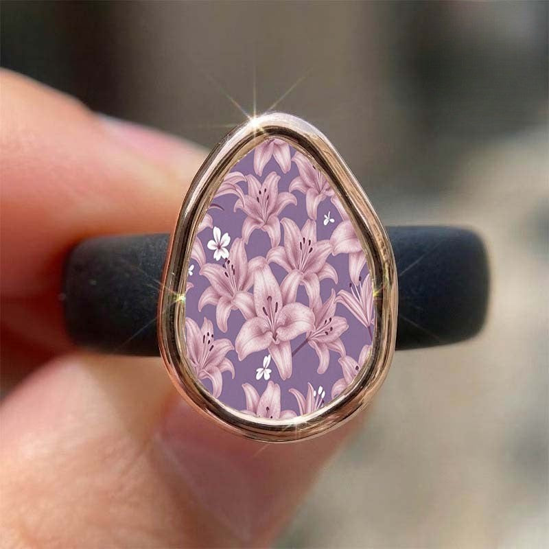 Lily Flower Teardrop Ring