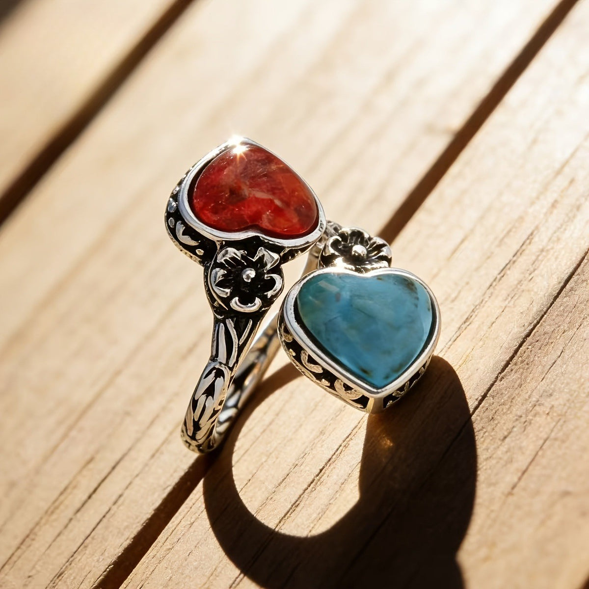 Dual Heart Stone Ring