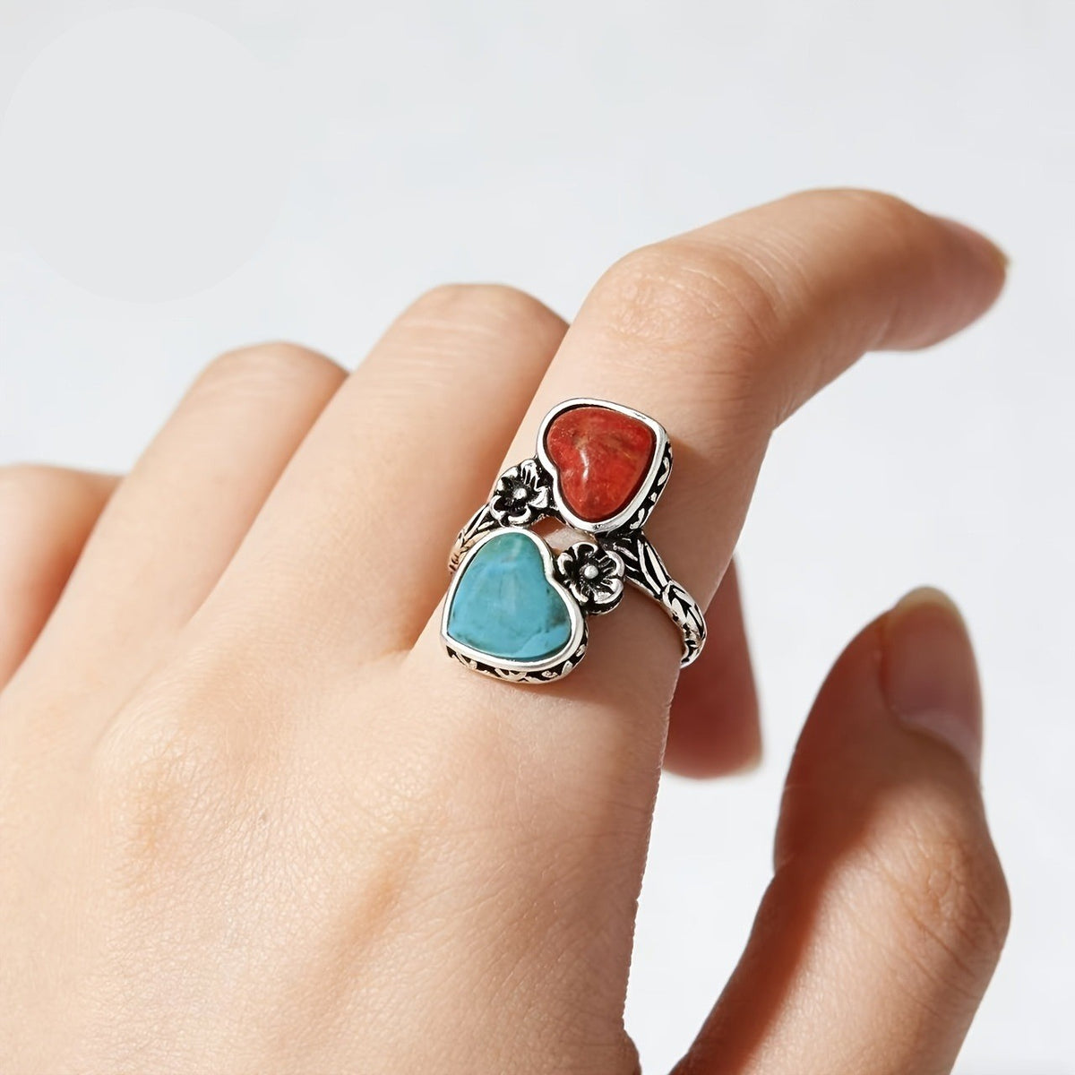 Dual Heart Stone Ring