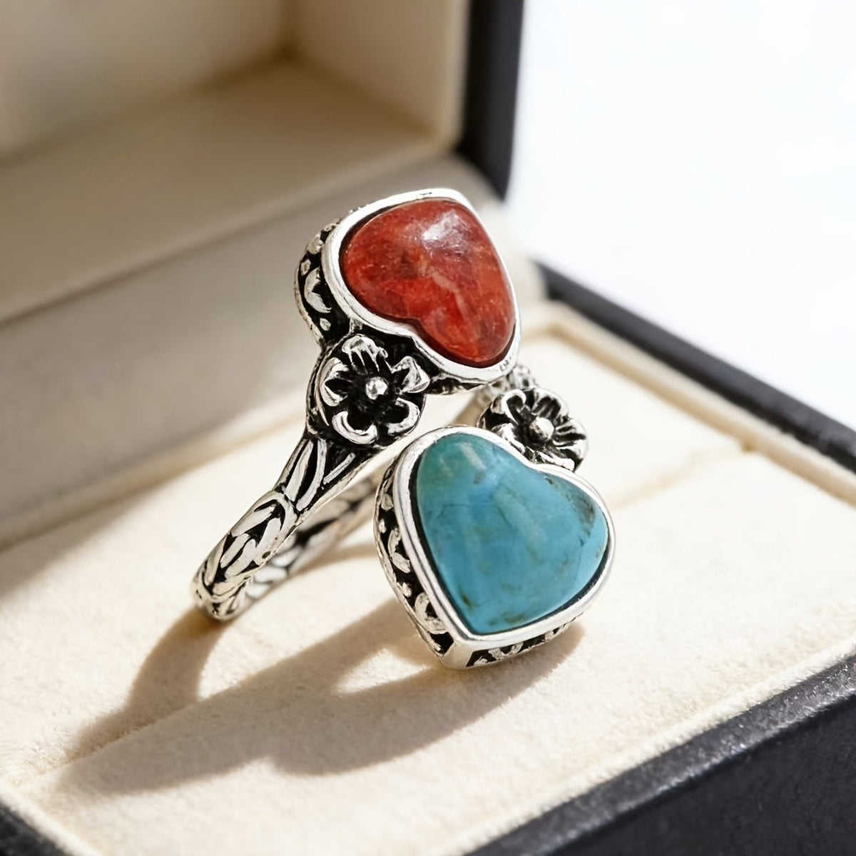 Dual Heart Stone Ring