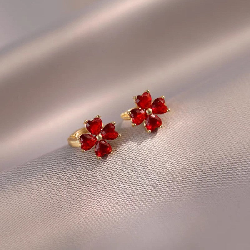 Heart Petal Flower Stud Earrings