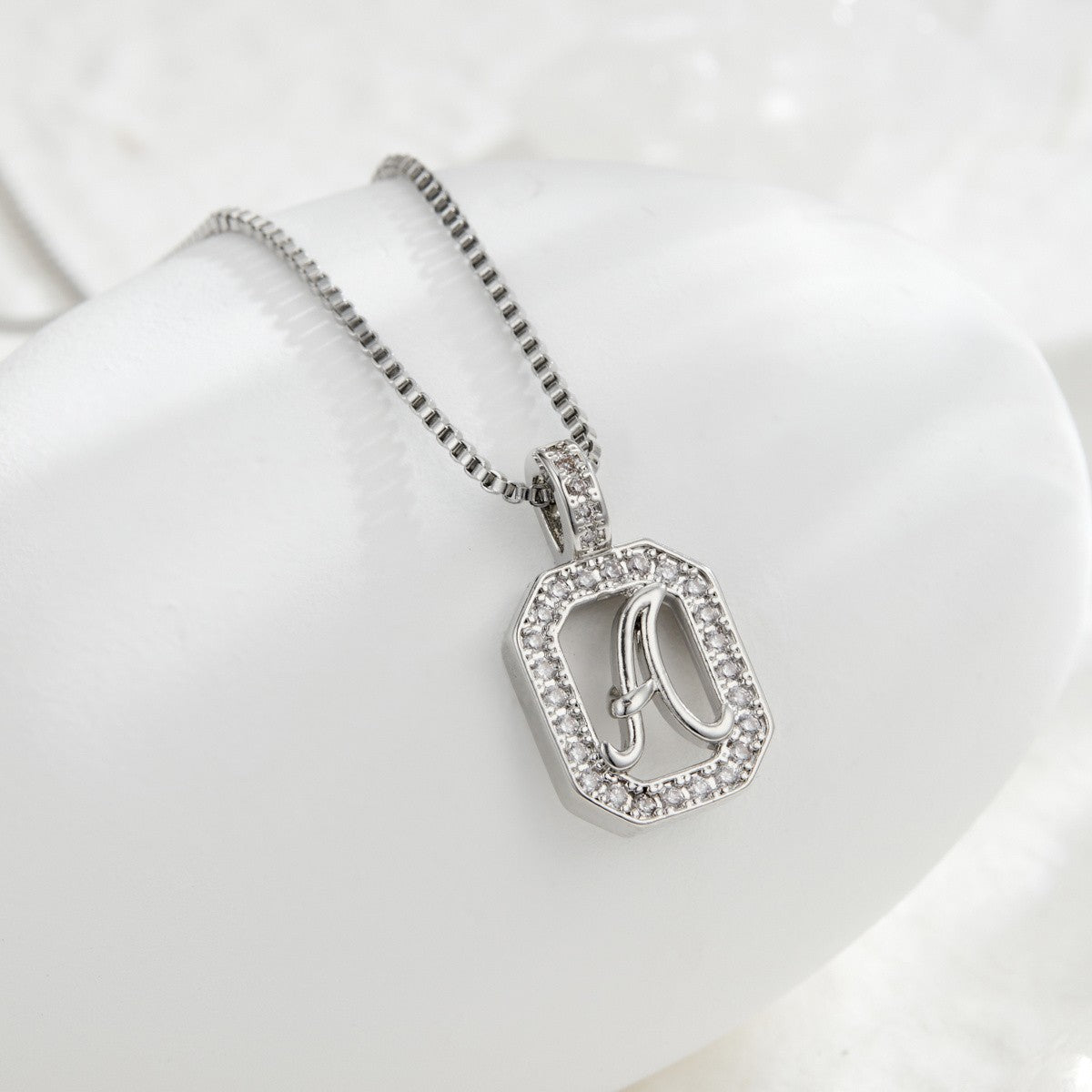 Crystal Initial Octagon Necklace