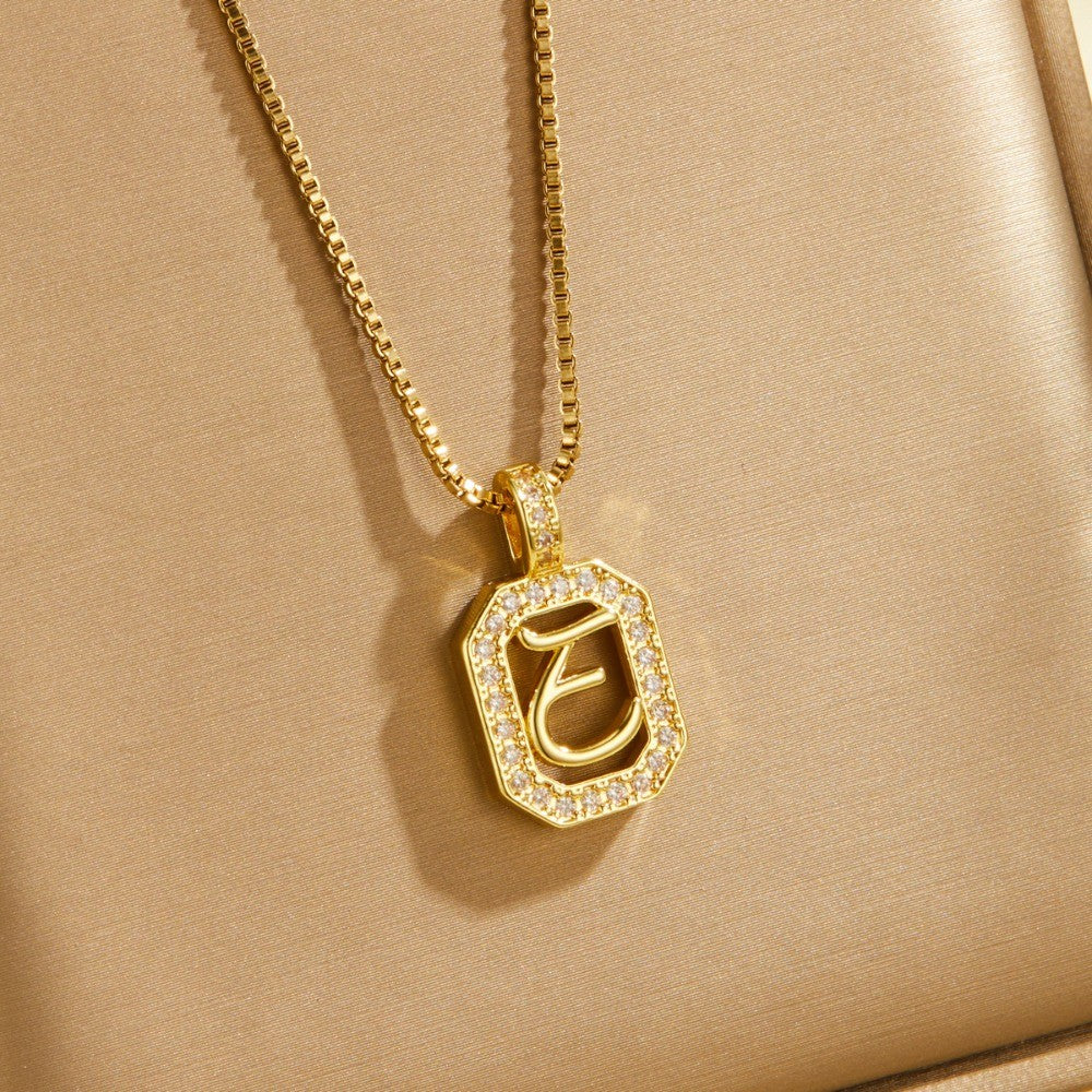 Crystal Initial Octagon Necklace