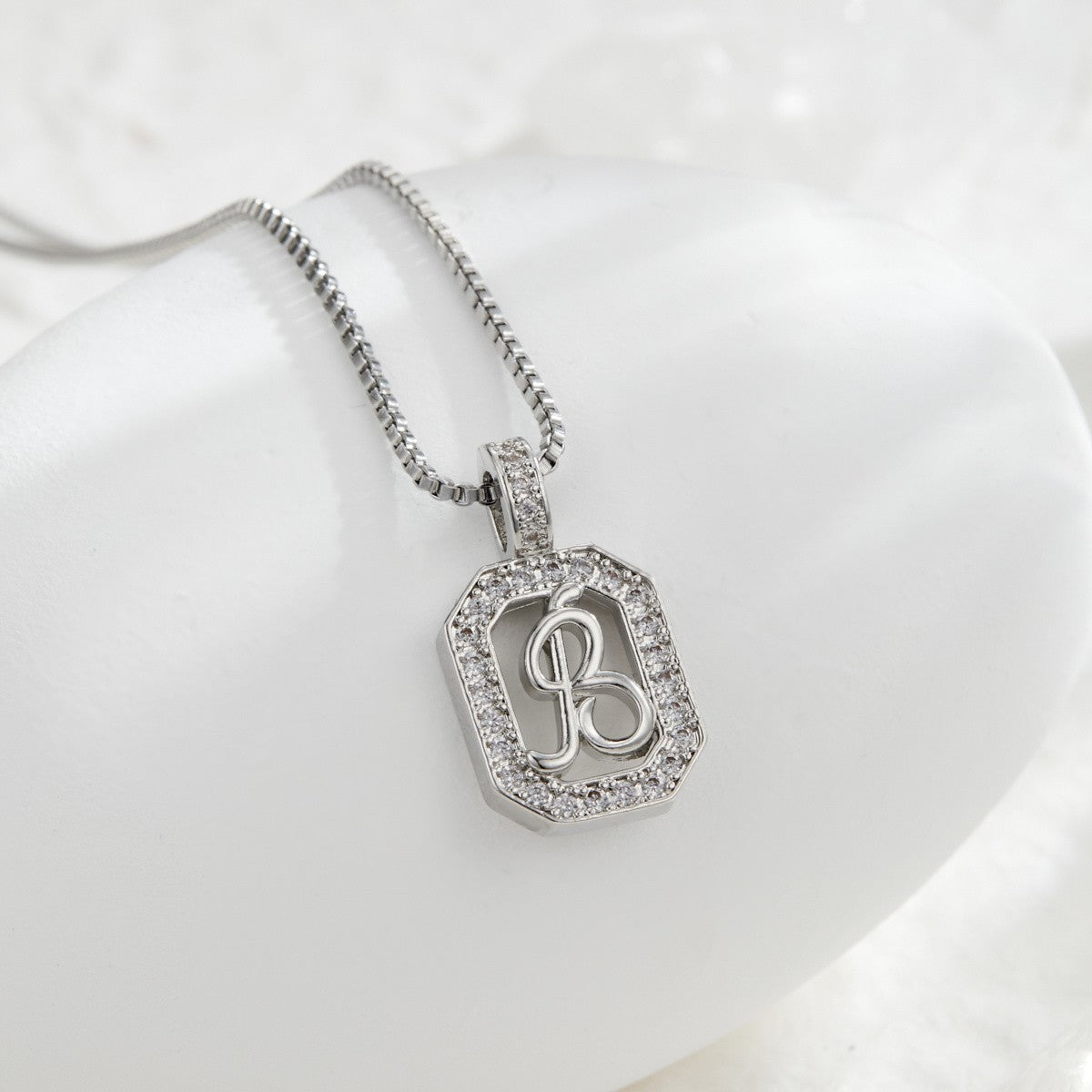 Crystal Initial Octagon Necklace
