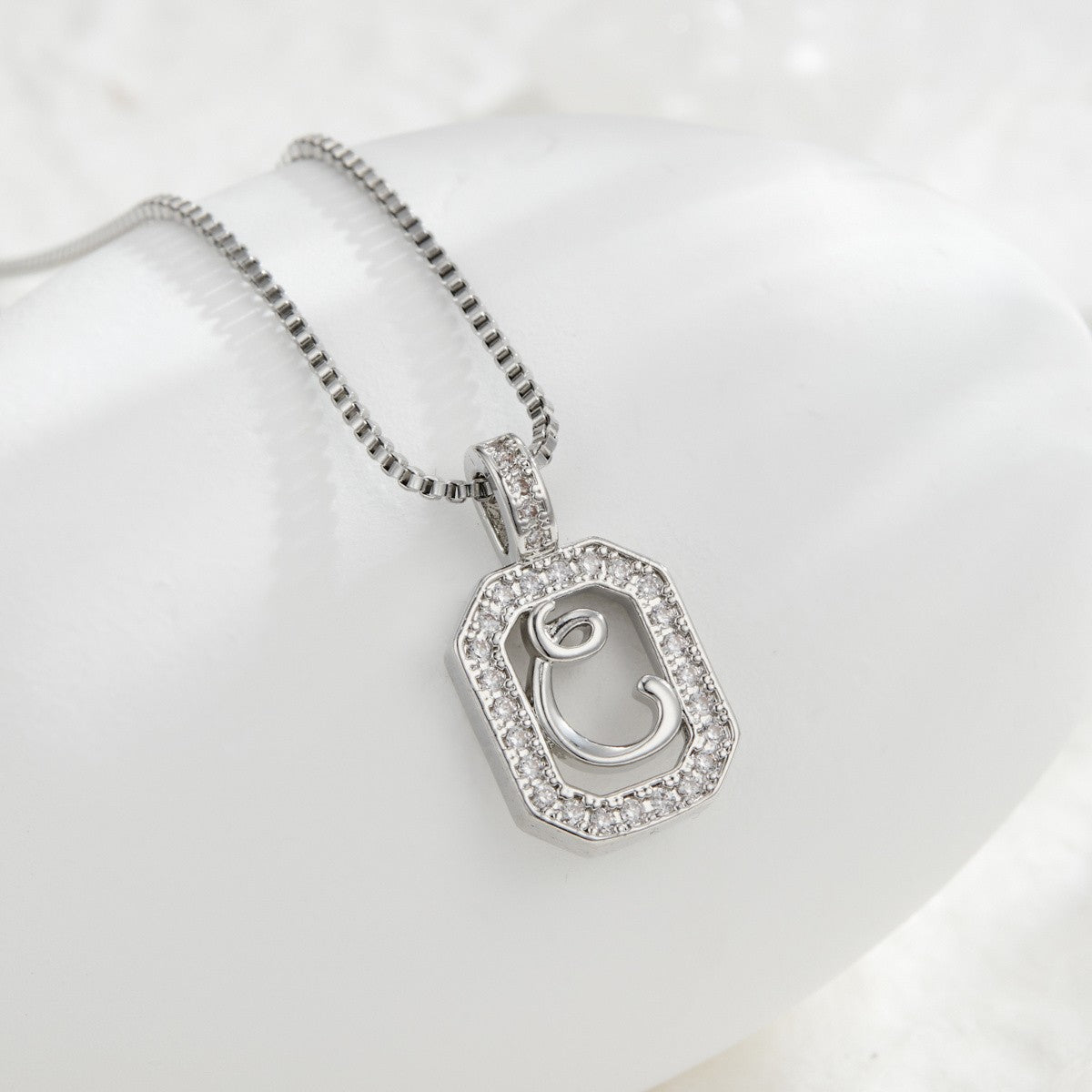 Crystal Initial Octagon Necklace