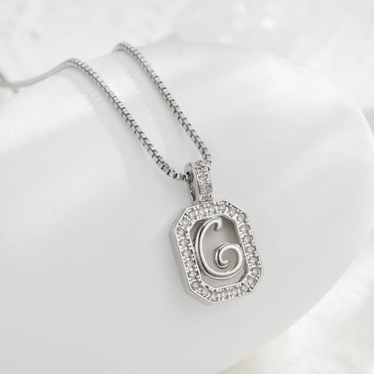 Crystal Initial Octagon Necklace