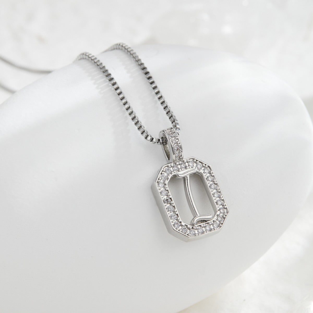 Crystal Initial Octagon Necklace